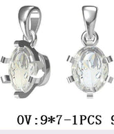 Sterling Silver Semi Mount Pendant Setting Oval OV 9x7mm PJC6212P - Syzjewelry